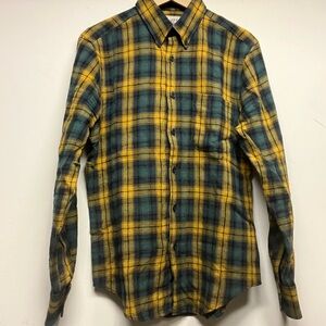 Naked and Famous Plaid Yellow and Green Men's Shirt